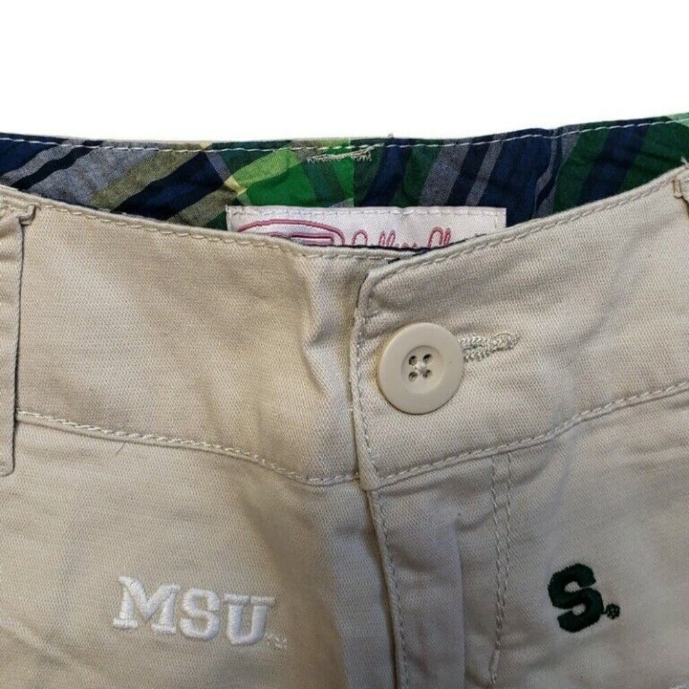 NCAA Michigan State Spartans Khaki Embroidered Game Day Shorts Women's Size 5 - Picture 2 of 6